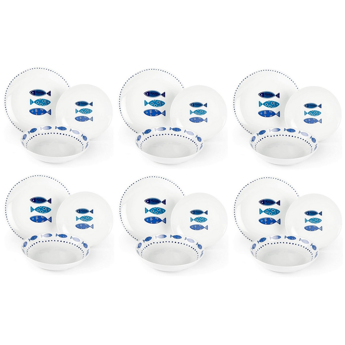 Excelsa Servizio piatti tavola porcellana decorata OCEAN 18 pezzi cod.50249 Excelsa